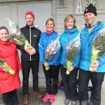 lomster til de dyktige trenerne. Fra venstre: Maj-Beate Davidsen, Cato Skjølås, Ina Lie, Camilla Søraa og Ronny Søraa.